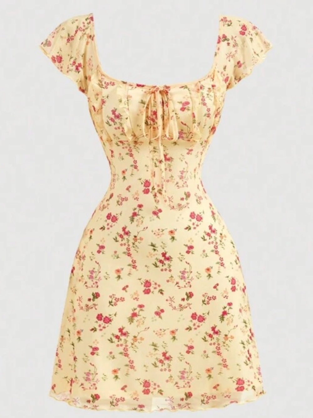 SHEIN Floral Mini Dress in Yellow and Pink